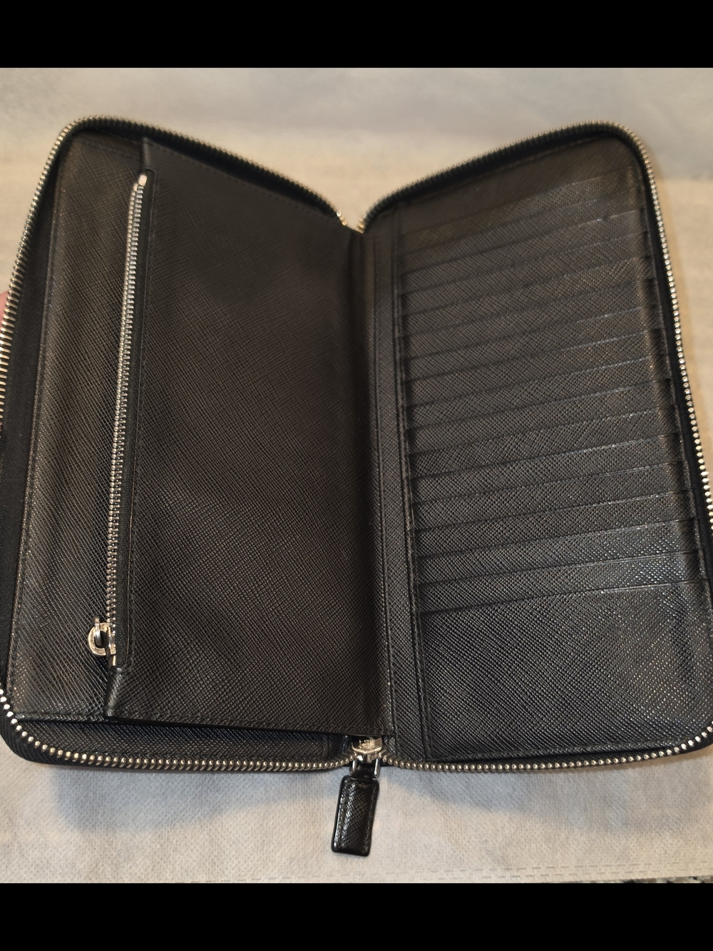 Prada Travel Wallet In Black Saffiano Leather